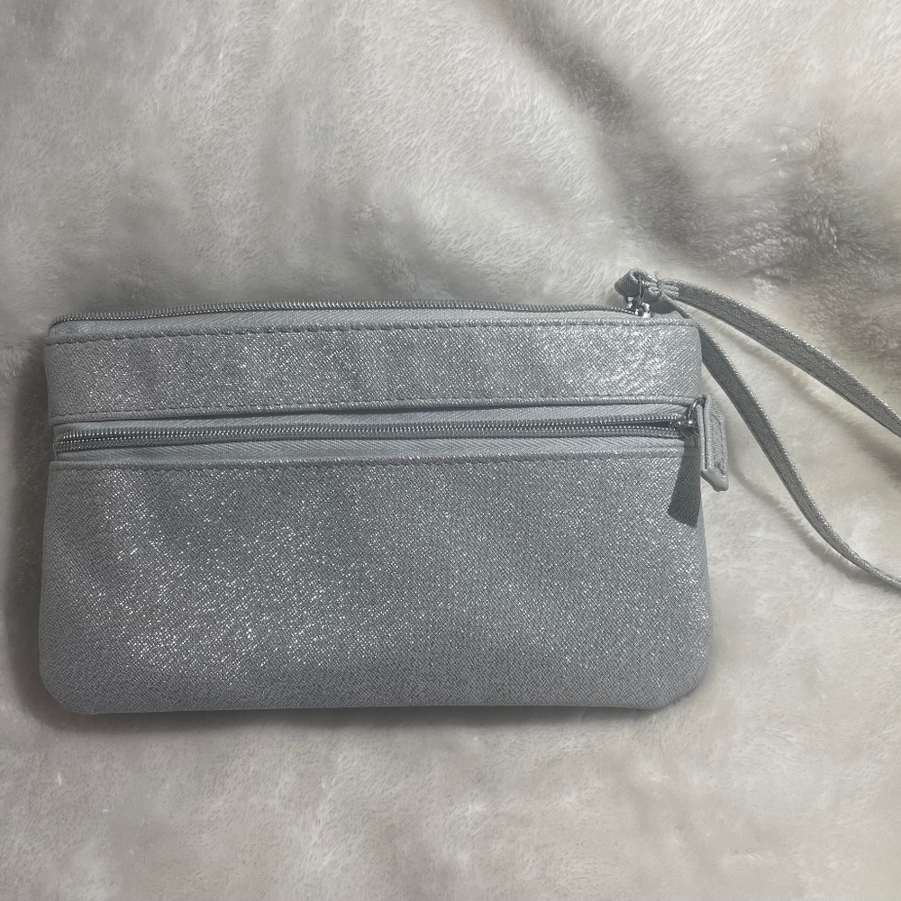 Silver glittery clutch purse
